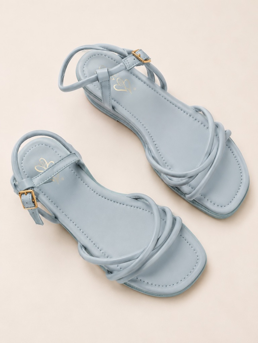 Windsor Pale Blue Strappy Square-Toe Platform Sandals